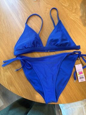Wild Fable Bright Blue Triangle Bikini Set with Star Charms